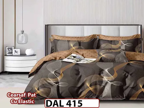 Lenjerie din finet cu 6 piese si cearceaf cu Elastic - DAL415