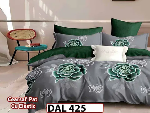 Lenjerie din finet cu 6 piese si cearceaf cu Elastic - DAL425