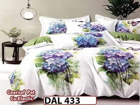 Lenjerie din finet cu 6 piese si cearceaf cu Elastic - DAL433