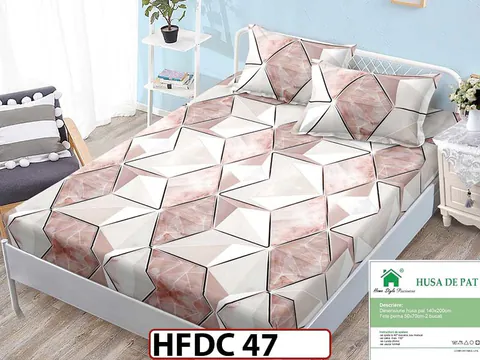 Husa de Pat din Finet + 2 Fete de Perne - Saltea 140x200 - Pat 2 Persoane -HFDC47