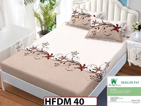 Husa de Pat din Finet + 2 Fete de Perne - Saltea 160x200 - Pat 2 Persoane - HFDM40