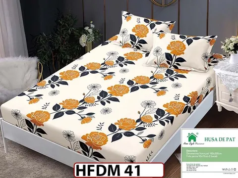 Husa de Pat din Finet + 2 Fete de Perne - Saltea 160x200 - Pat 2 Persoane - HFDM41