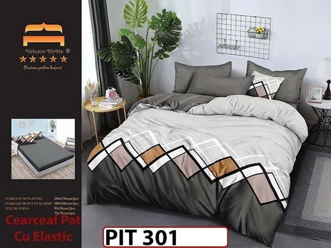 Lenjerie din finet 6 piese si cearceaf cu elastic - PIT301