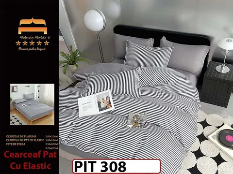 Lenjerie din finet 6 piese si cearceaf cu elastic - PIT308