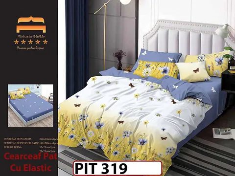 Lenjerie din finet 6 piese si cearceaf cu elastic - PIT319