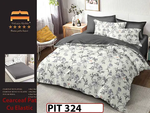 Lenjerie din finet 6 piese si cearceaf cu elastic - PIT324