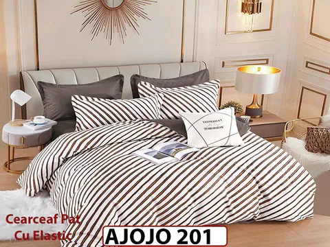 Lenjerie din finet 6 piese si cearceaf cu Elastic - AJOJO201