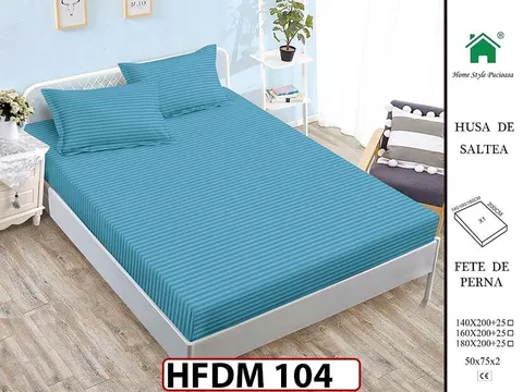 Husa de Pat din Finet + 2 Fete de Perne - Saltea 160x200 - Pat 2 Persoane - HFDM104