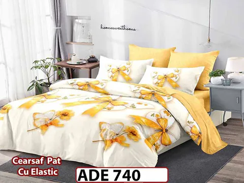 Lenjerie din finet 6 piese si cearceaf cu elastic - ADE 740