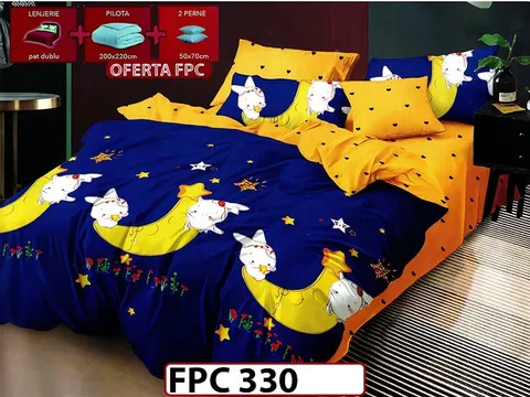 SET Lenjerie din Finet 6 Piese + Pilota 200x220cm + 2 Perne 50x70cm - FPC 330