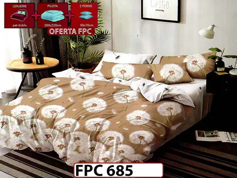 SET Lenjerie din Finet 6 Piese + Pilota 200x220cm + 2 Perne 50x70cm - FPC 685