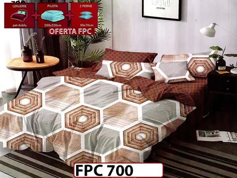 SET Lenjerie din Finet 6 Piese + Pilota 200x220cm + 2 Perne 50x70cm - FPC 700