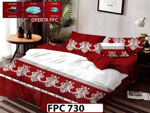 SET Lenjerie din Finet 6 Piese + Pilota 200x220cm + 2 Perne 50x70cm - FPC 730