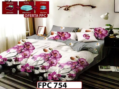 SET Lenjerie din Finet 6 Piese + Pilota 200x220cm + 2 Perne 50x70cm - FPC 754