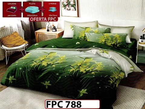 SET Lenjerie din Finet 6 Piese + Pilota 200x220cm + 2 Perne 50x70cm - FPC 788