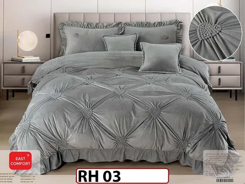 Lenjerie din catifea Brodata 6 piese cu Inimioare - RH03