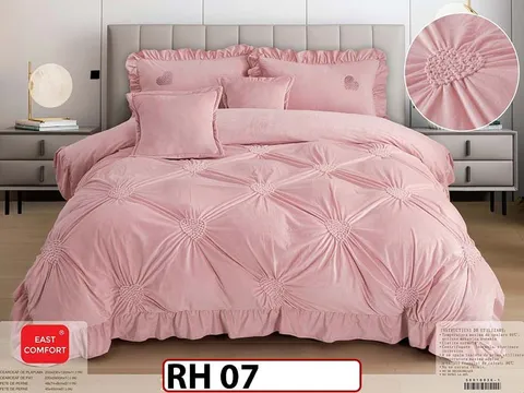 Lenjerie din catifea Brodata 6 piese cu Inimioare - RH07