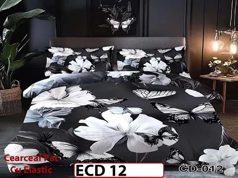 Lenjerie din finet 5D cu 6 piese si cearceaf cu elastic - ECD 12