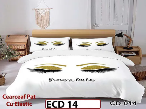 Lenjerie din finet 5D cu 6 piese si cearceaf cu elastic - ECD 14
