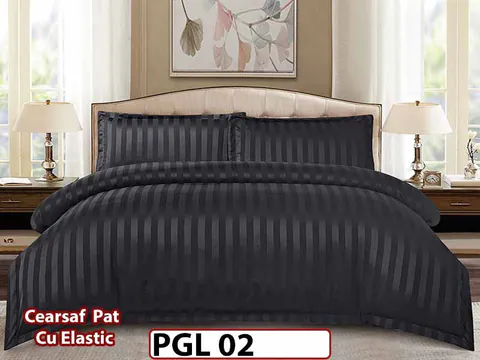 Lenjerie din damasc finet cu 4 piese, cearceaf cu elastic - PGL 02