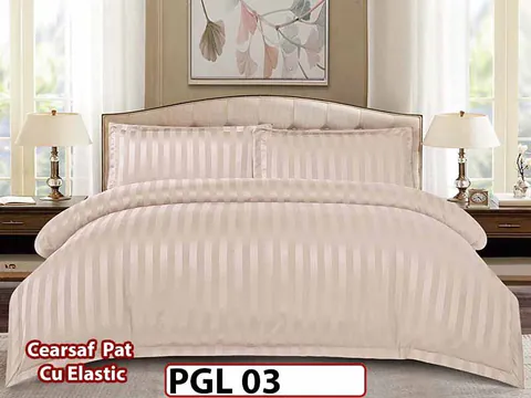 Lenjerie din damasc finet cu 4 piese, cearceaf cu elastic - PGL 03