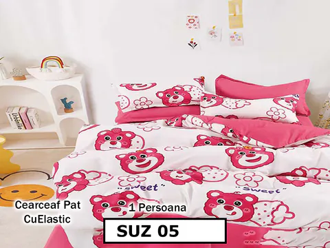 Lenjerie din finet 4 piese 1 Persoana Cearceaf cu Elastec - SUZ 05