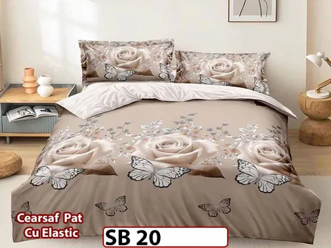 Lenjerie din bumbac Satinat 4 piese Pucioasa cu Elastic - SB 20