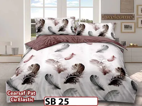 Lenjerie din bumbac Satinat 4 piese Pucioasa cu Elastic - SB 25