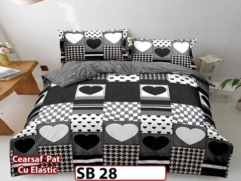 Lenjerie din bumbac Satinat 4 piese Pucioasa cu Elastic - SB 28