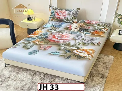 Husa de Pat din Finet 5D + 2 Fete de Perne - Pat 2 Persoane - JH 33