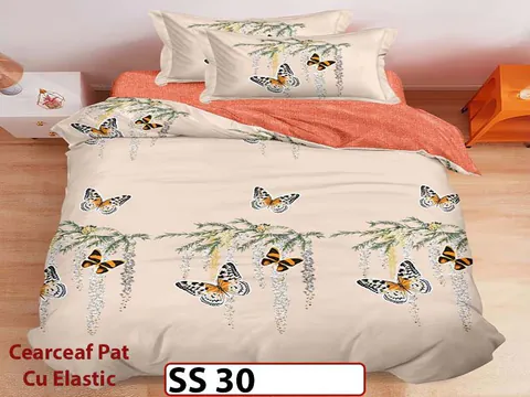 Lenjerie din finet 4 piese 1 Persoana Cearceaf cu Elastic - SS 30