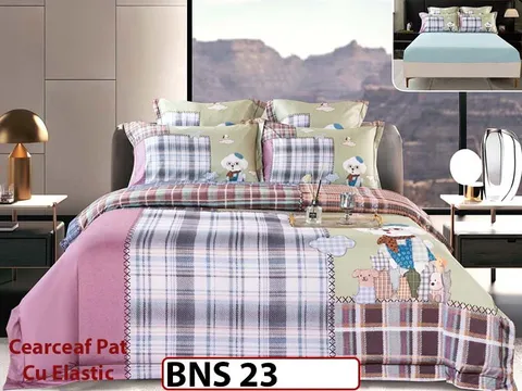 Lenjerie din Bumbac Satinat Gros 6 Piese - BNS 23