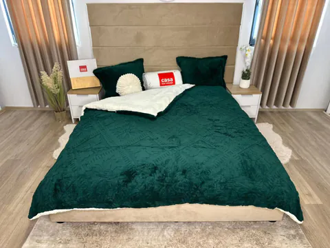 Lenjerie De Pat Cocolino Cu Blana Alba si ELASTIC 4 piese - MEC 05