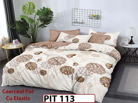 Lenjerie din finet 6 piese si cearceaf cu elastic - PIT113