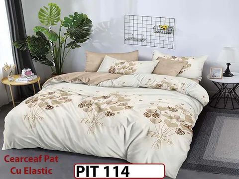 Lenjerie din finet 6 piese si cearceaf cu elastic - PIT114