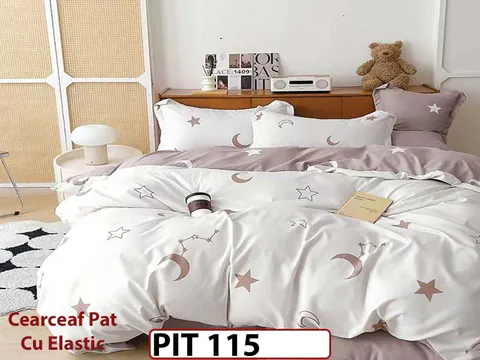 Lenjerie din finet 6 piese si cearceaf cu elastic - PIT115