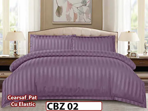 Lenjerie din damasc finet cu 4 piese, cearceaf cu elastic - CBZ 02