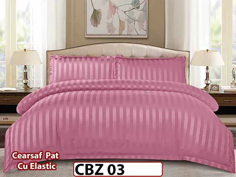 Lenjerie din damasc finet cu 4 piese, cearceaf cu elastic - CBZ 03