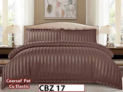 Lenjerie din damasc finet cu 4 piese, cearceaf cu elastic - CBZ 17