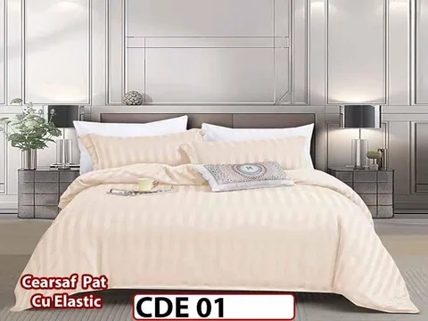 Lenjerie o persoana din Damasc Finetat 4 piese Cu Elastic - CDE 01