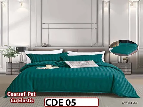 Lenjerie o persoana din Damasc Finetat 4 piese Cu Elastic - CDE 05