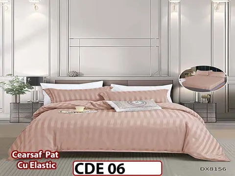 Lenjerie o persoana din Damasc Finetat 4 piese Cu Elastic - CDE 06