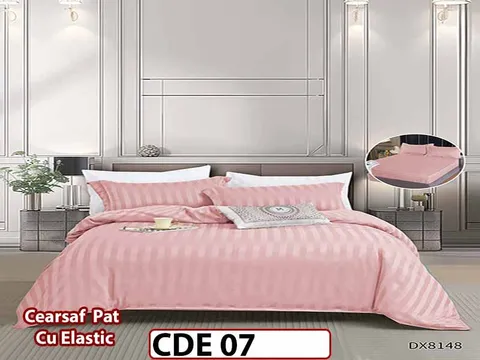 Lenjerie o persoana din Damasc Finetat 4 piese Cu Elastic - CDE 07