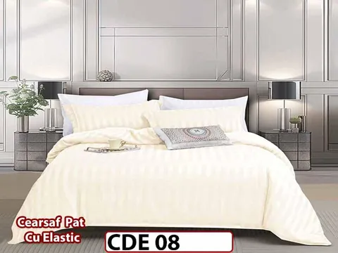 Lenjerie o persoana din Damasc Finetat 4 piese Cu Elastic - CDE 08