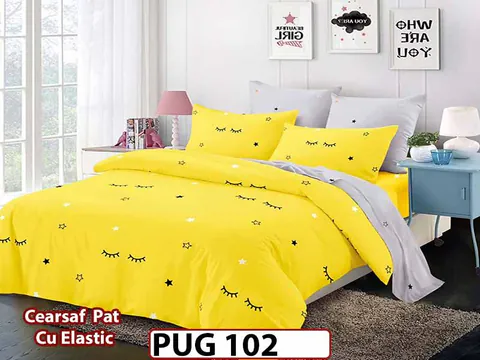 Lenjerie din finet 6 piese si cearceaf cu elastic - PUG 102