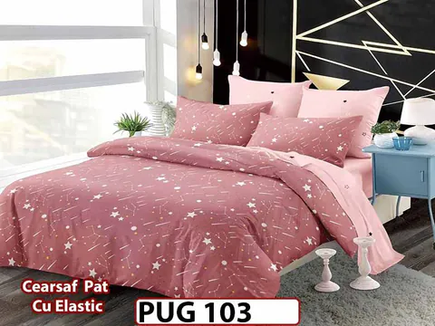 Lenjerie din finet 6 piese si cearceaf cu elastic - PUG 103