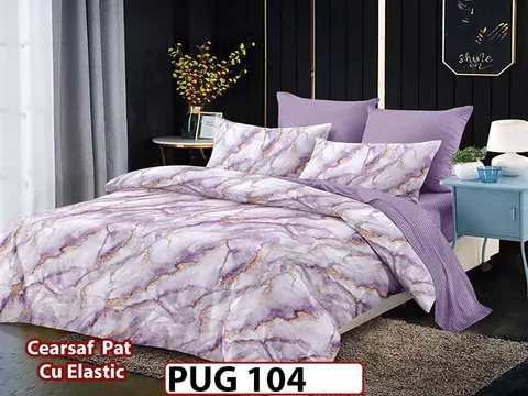 Lenjerie din finet 6 piese si cearceaf cu elastic - PUG 104