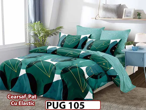 Lenjerie din finet 6 piese si cearceaf cu elastic - PUG 105