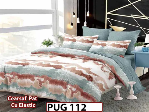 Lenjerie din finet 6 piese si cearceaf cu elastic - PUG 112