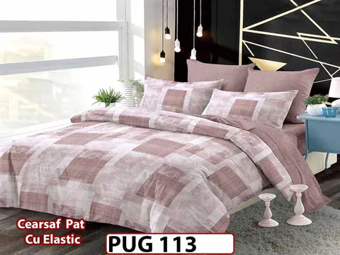 Lenjerie din finet 6 piese si cearceaf cu elastic - PUG 113